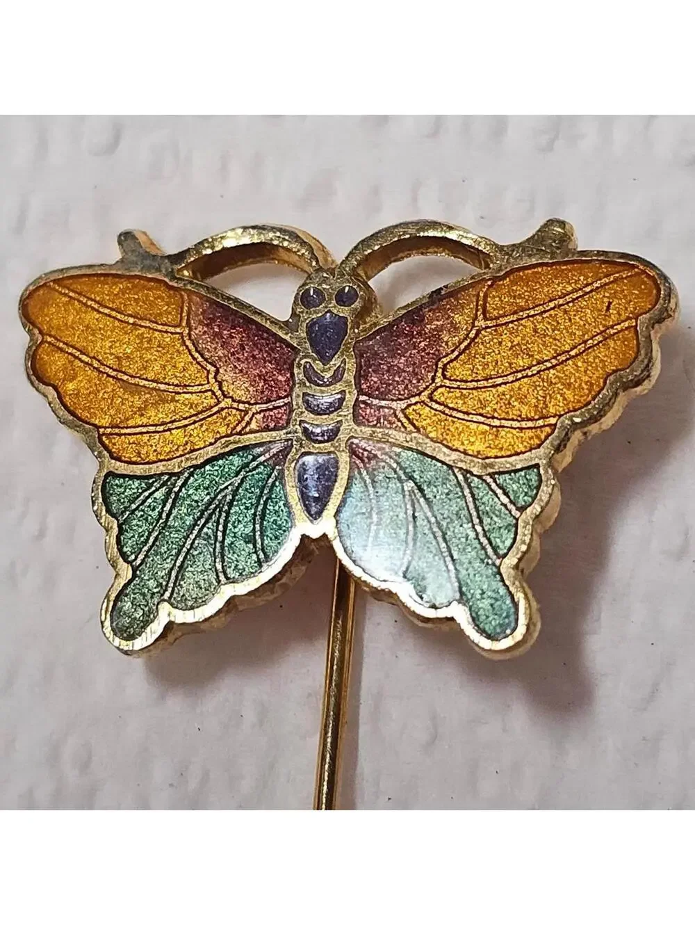 Vintage Butterfly Stick Pin Lapel Gold Tone